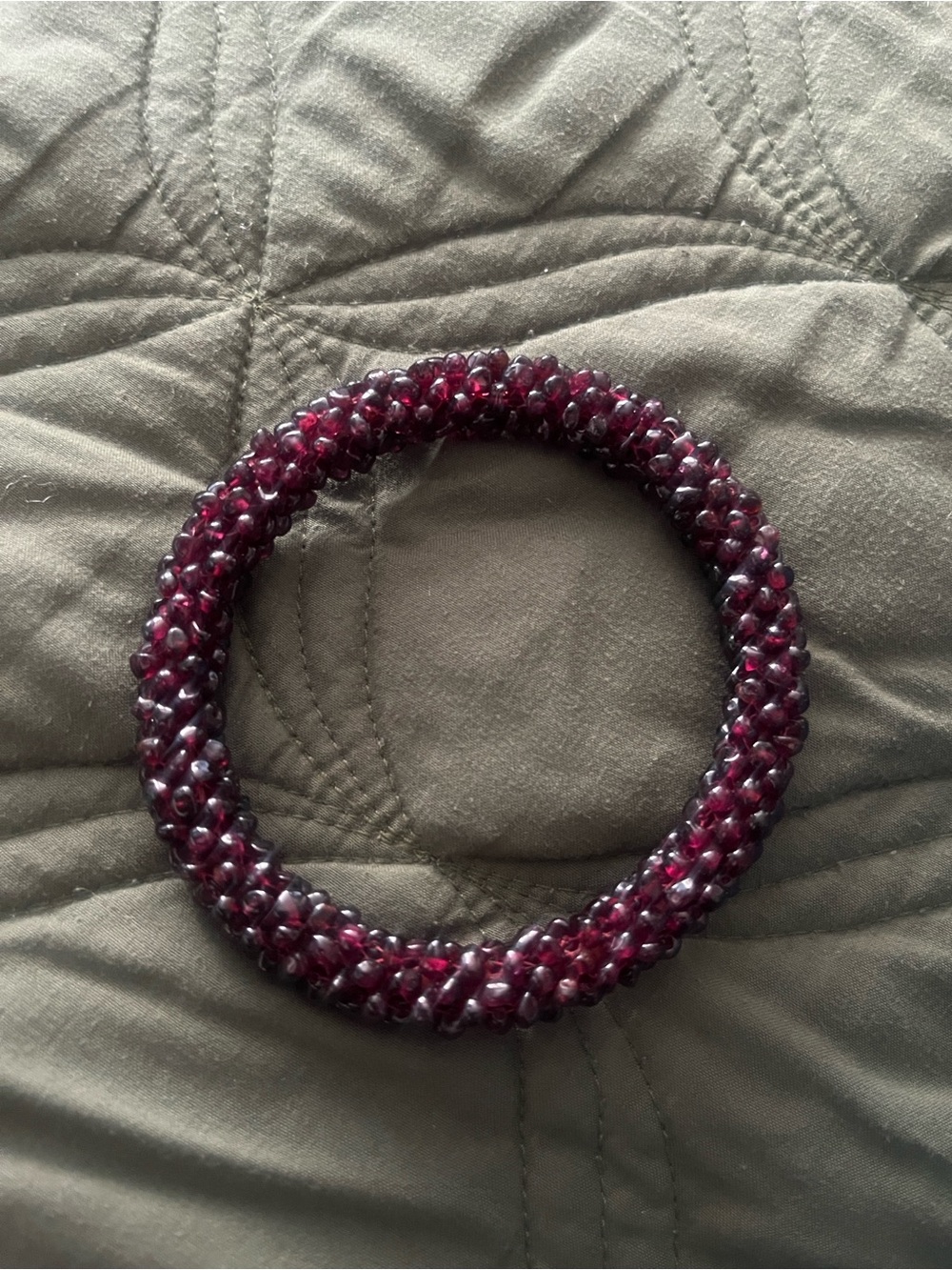 Handmade Almandine Garnet Bead Bracelet - Deep Wine Red